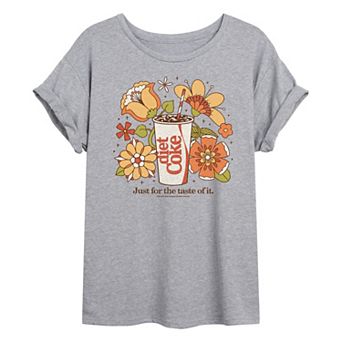 Juniors' Diet Coke Retro Flowers Oversized Tee