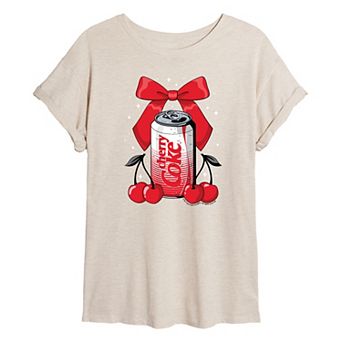 Juniors' Coca-Cola Cherry Can Bow Oversized Tee
