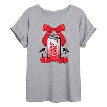 Juniors' Coca-Cola Cherry Can Bow Oversized Tee