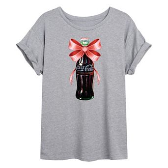 Juniors' Coca-Cola Bottle Bow Oversized Tee