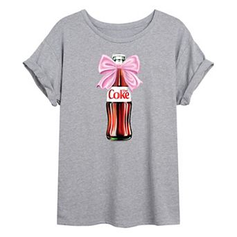 Juniors' Diet Coke Bottle Bow Oversized Tee