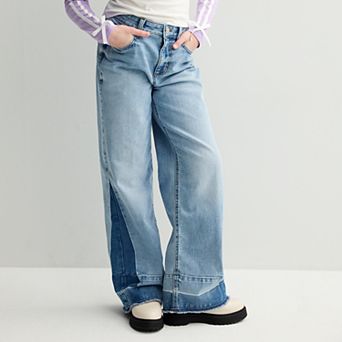 Girls 6-20 SO® High Rise Two Tone Denim Wide Leg Jeans in Regular & Plus Sizes