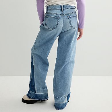 Girls 6-20 SO® High Rise Two Tone Denim Wide Leg Jeans in Regular & Plus Sizes