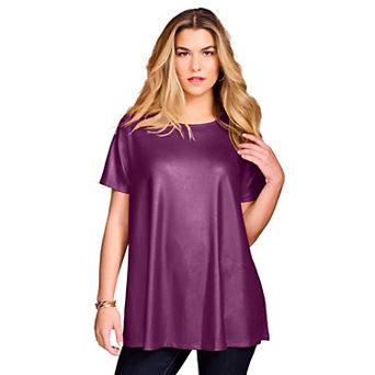 Roaman's Women's Plus Size Metallic Swing Tee