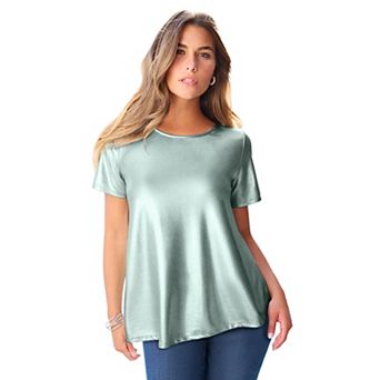 Roaman's Women's Plus Size Metallic Swing Tee