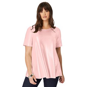 Roaman's Women's Plus Size Metallic Swing Tee