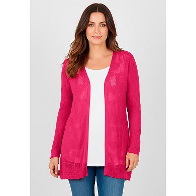 Catherines Women's Plus Size Pointelle Cardigan