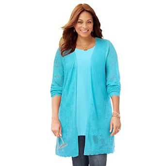 Catherines Women's Plus Size Pointelle Cardigan
