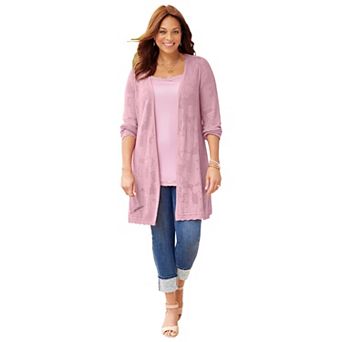 Catherines Women's Plus Size Pointelle Cardigan
