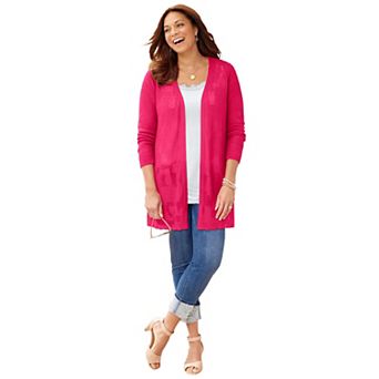 Catherines Women's Plus Size Pointelle Cardigan
