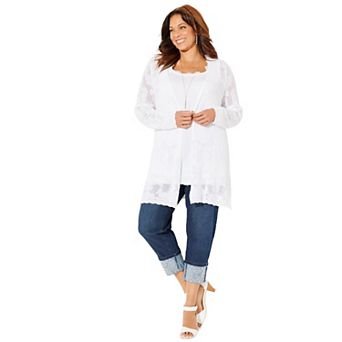 Catherines Women's Plus Size Pointelle Cardigan