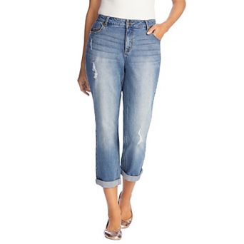 Woman Within Plus Size Petite Stretch Denim Five-Pocket Girlfriend Jeans