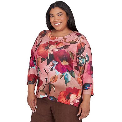 Plus Size Alfred Dunner Dramatic Floral Crewneck Top