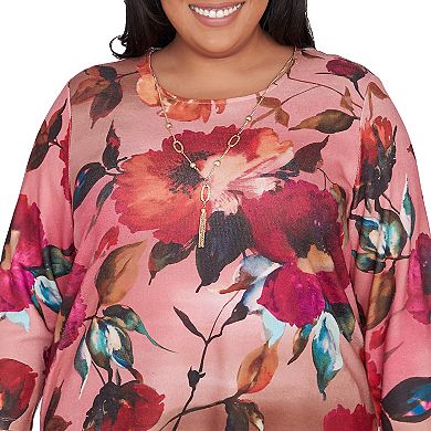 Plus Size Alfred Dunner Dramatic Floral Crewneck Top