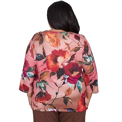 Plus Size Alfred Dunner Dramatic Floral Crewneck Top