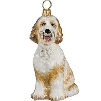 Joy To The World Goldendoodle Polish Blown Glass Christmas Ornament Dog Decoration Made In Poland