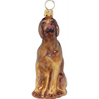 Joy To The World Hungarian Vizsla Dog Polish Blown Glass Christmas Ornament