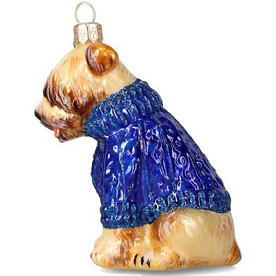 Joy To The World Soft Coated Wheaten In Reindeer Sweater Polish Glass Ornament