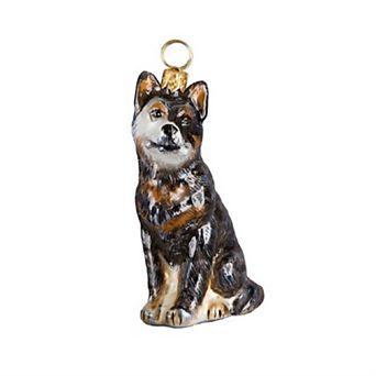 Joy To The World Australian Cattle Dog Polish Blown Glass Christmas Ornament