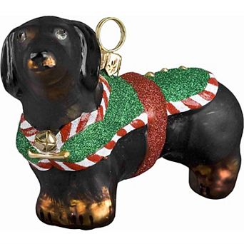 Joy To The World Dachshund Santas Little Yelper Dog Polish Glass Christmas Ornament Decoration