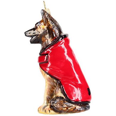 German shepherd glass christmas ornament