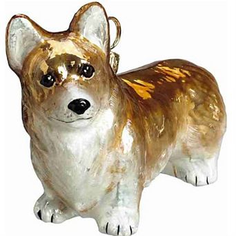 Joy To The World Pembroke Welsh Corgi Dog Polish Blown Glass Christmas Ornament Decoration Poland
