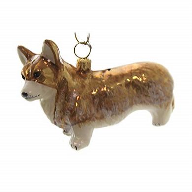 Joy To The World Pembroke Welsh Corgi Dog Polish Blown Glass Christmas Ornament Decoration Poland