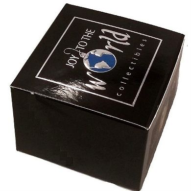 Joy To The World Goldendoodle With Dog Dish Black Collar Polish Glass Ornament