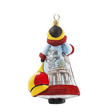 Joy To The World Glitterazzi Belgium Santa Polish Glass Christmas Ornament