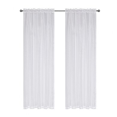 Goodgram 2 Piece White Basic Rod Pocket Sheer Voile Window Curtain Panels - 84 In. Long