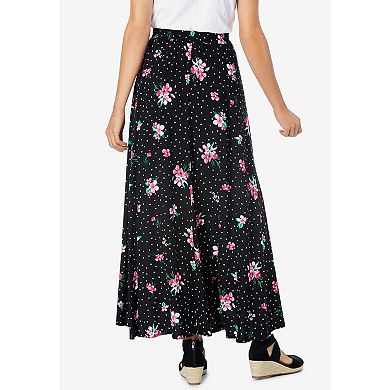 Woman Within Plus Size Pull-On Elastic Waist Soft Maxi Skirt