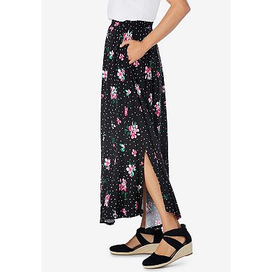 Woman Within Plus Size Petite Pull-On Elastic Waist Soft Maxi Skirt
