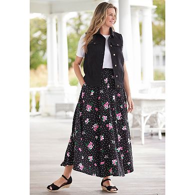 Woman Within Plus Size Petite Pull-On Elastic Waist Soft Maxi Skirt