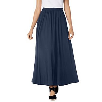 Woman Within Plus Size Pull-On Elastic Waist Soft Maxi Skirt