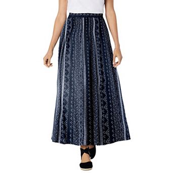 Woman Within Plus Size Pull-On Elastic Waist Soft Maxi Skirt