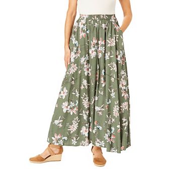 Woman Within Plus Size Pull-On Elastic Waist Soft Maxi Skirt