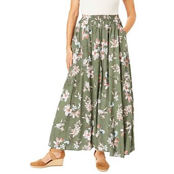 Woman Within Plus Size Pull-On Elastic Waist Soft Maxi Skirt