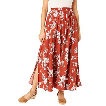 Woman Within Plus Size Pull-On Elastic Waist Soft Maxi Skirt