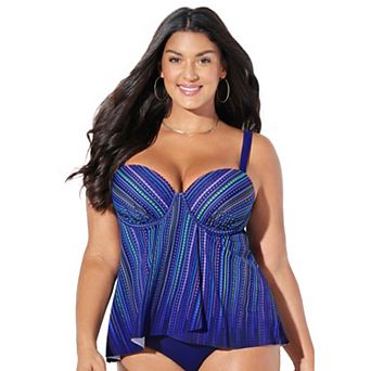 Swimsuits for All Women's Flyaway Underwire Tankini Top