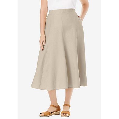 Woman Within Plus Size Linen-Blend Skirt