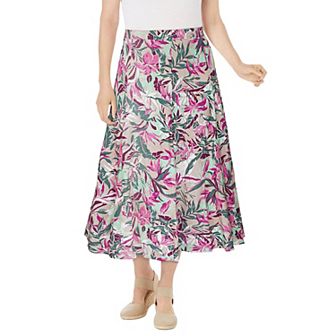 Woman Within Plus Size Linen-Blend Skirt