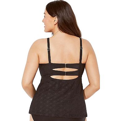 Swimsuits for All Women's Faux Flyaway Crochet Underwire Tankini Top