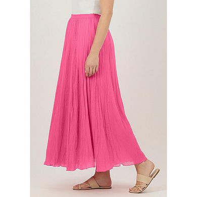 Woman Within Plus Size Pull-On Elastic Waist Crinkle Printed Skirt
