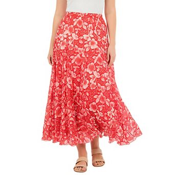 Woman Within Plus Size Pull-On Elastic Waist Crinkle Printed Skirt
