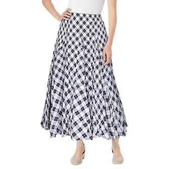 Woman Within Women's Plus Size Pull-on Elastic Waist Crinkle Printed Skirt