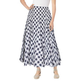 Woman Within Plus Size Pull-On Elastic Waist Crinkle Printed Skirt