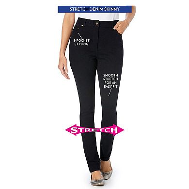 Woman Within Plus Size Petite Stretch-Denim Slim-Leg Five-Pocket Jeans
