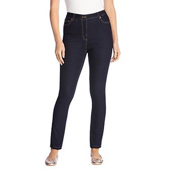 Woman Within Plus Size Petite Stretch-Denim Slim-Leg Five-Pocket Jeans