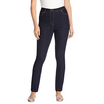 Woman Within Plus Size Petite Stretch-Denim Slim-Leg Five-Pocket Jeans