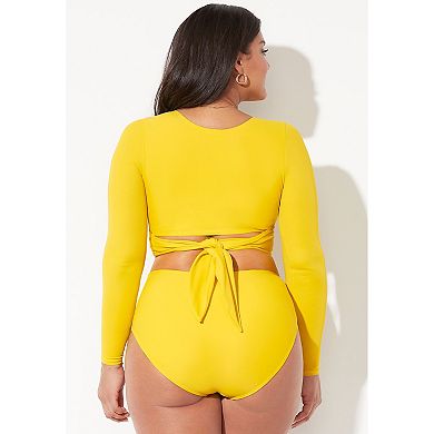 Swimsuits for All Women's O-Ring Long Sleeve Bikini Top